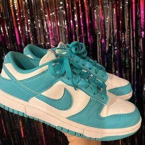 Nike Turquoise and White Low-Top Sneakers